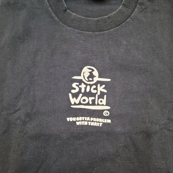 Vintage 90s Stick World "Attitude" T-Shirt Mens L/XL Single Stitch USA - Picture 5 of 6